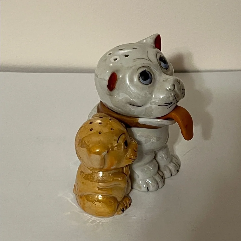 Vintage Bonzo Dog and Puppy Salt and Pepper Shakers and Condiment set 1930s